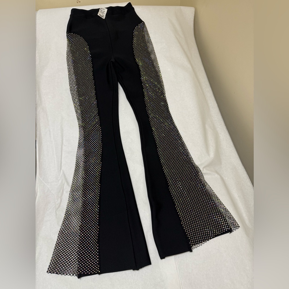 ◼️NWT;AKIRA Black and White Mesh Flare Pants◼️ - Picture 2 of 10